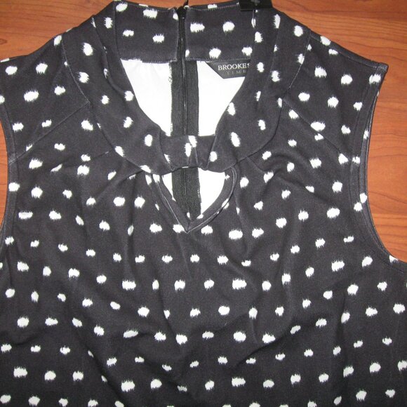 BROOKE SHIELDS TIMELESS Black & White Dot S Keyhole Knot Neck Top Blouse - Picture 3 of 5